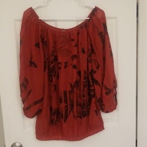 Chiffon black rose blouse